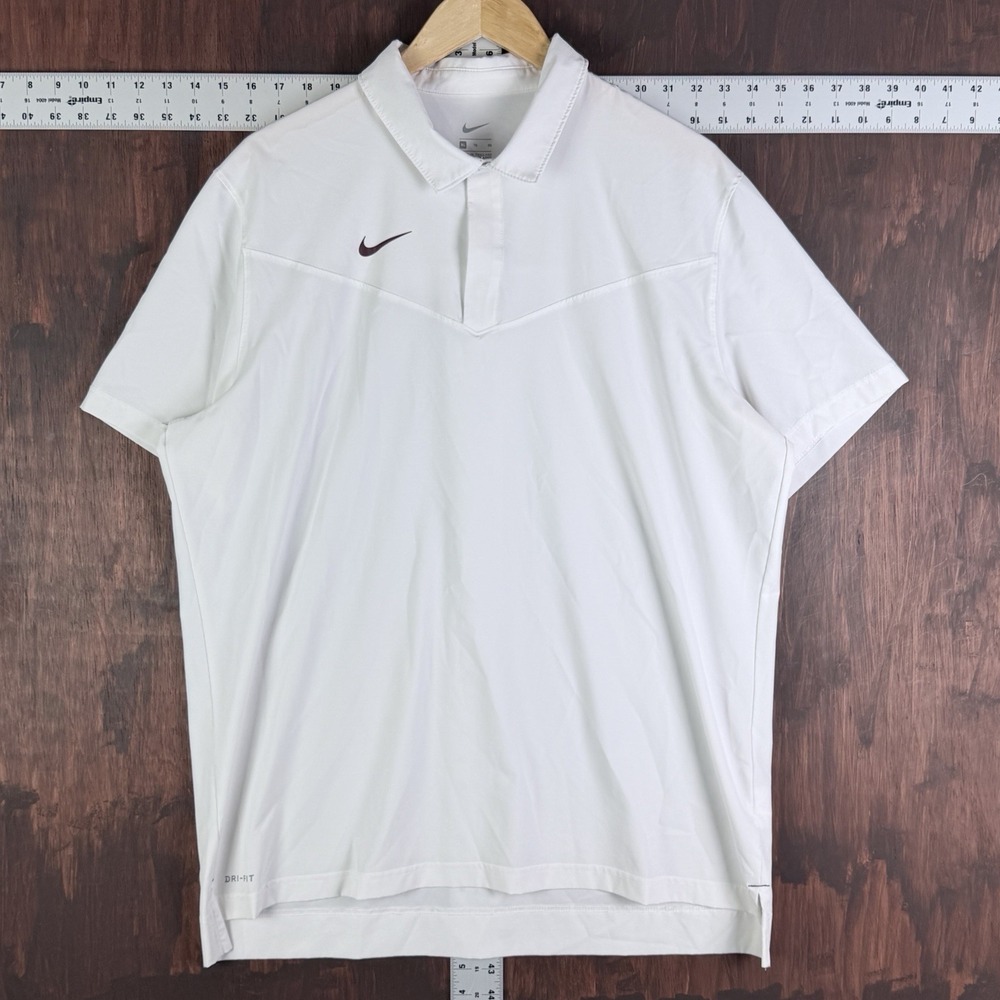 Nike Woven Snap Button Shirt Dri-Fit Short Sleeve CW3434-115 White Maroon Men XL